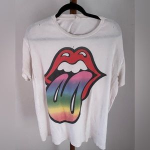 Madeworn Rolling Stones Rainbow Lips T-shirt Size XL